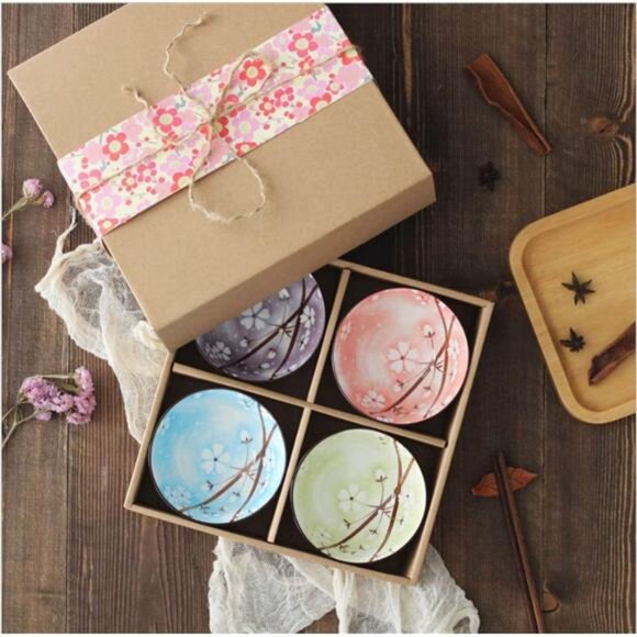 Mose Cafolo ~ Set of 4, Japanese Style Ceramic Rice Bowl - Picture 3 of 8